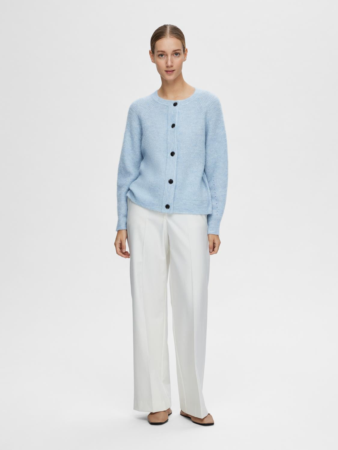 Lulu kort ullcardigan - Blå/ Cashmere Blue